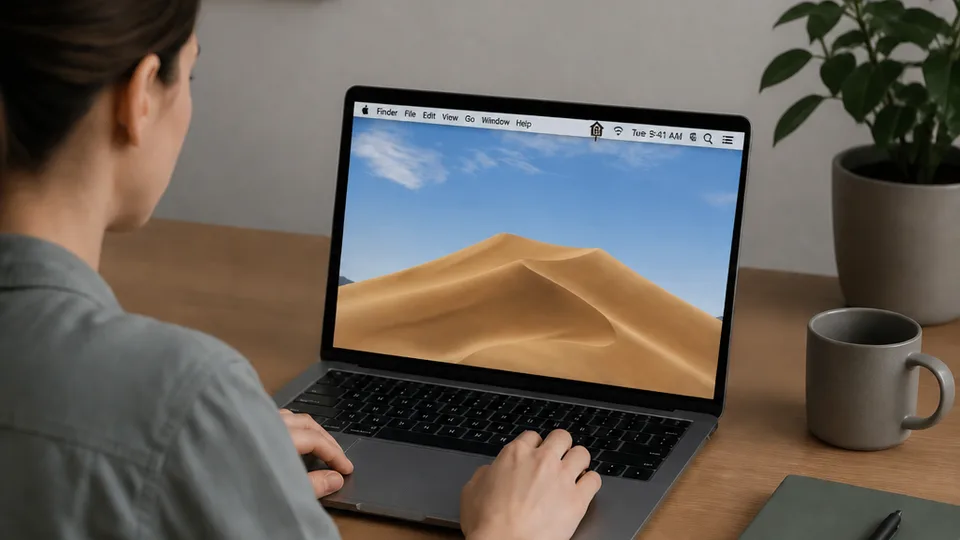 A tidy macOS menu bar on a laptop screen with a small cuckoo clock app icon visible among other menu items